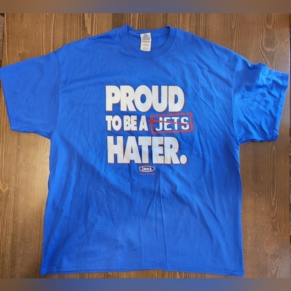 Proud To Be A Jets Hater T Shirt Blue Mens Sz 2XL Smack Apparel 365 - 7/24